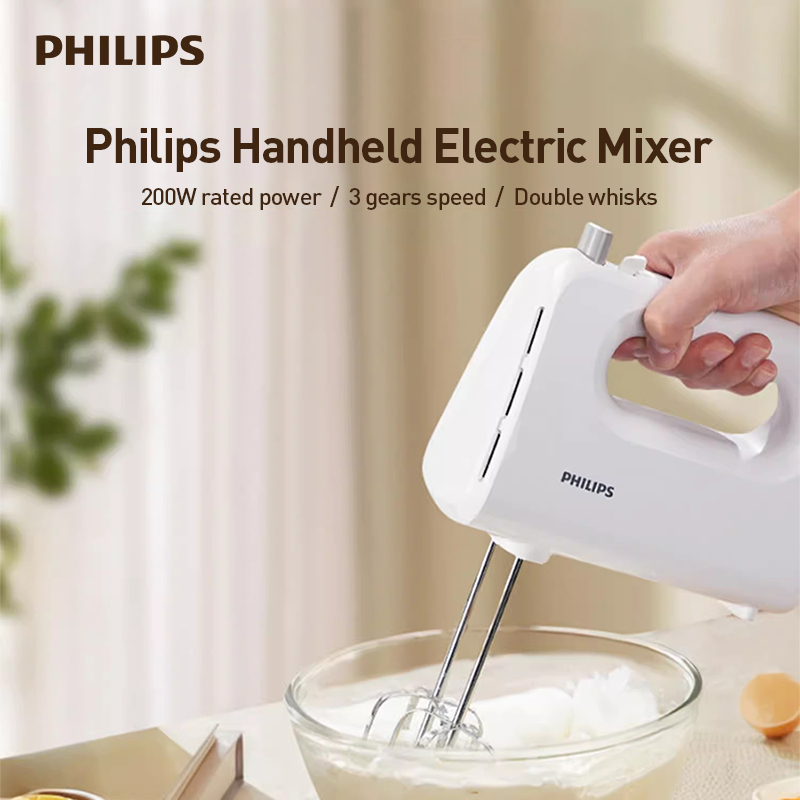 Kitchen Appliances Germany - Philips Hand-Elektro-Eiermixer, 3 Geschwindigkeiten, 2 Rührbesen,