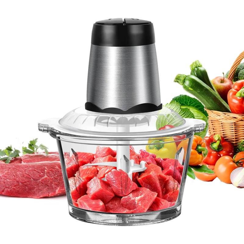 Meat Grinder Attachment - 2L Elektrische Fleischmühle, Lebensmittelzerkleinerer mit Edelstahlklingen,